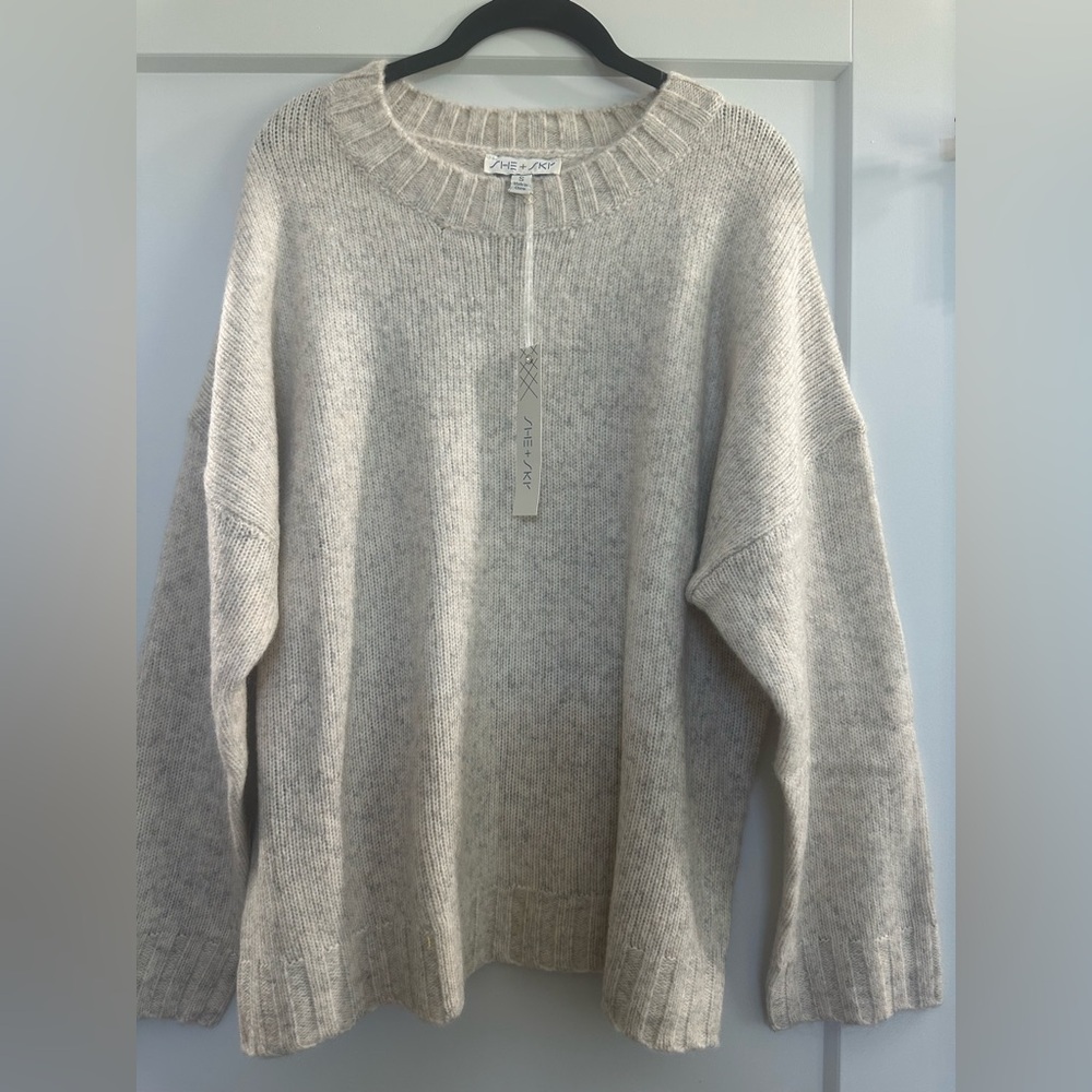 She + Sky Light Gray Knit Pullover